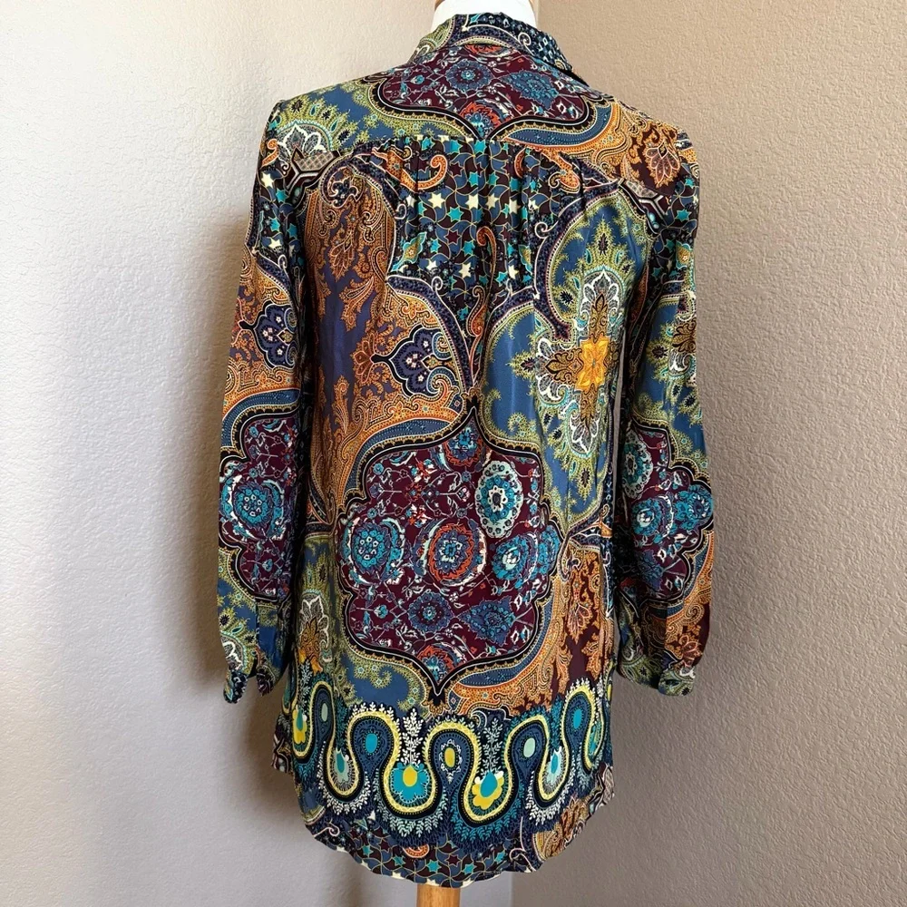 🌿 J.Crew Collection Silk Tunic Shirt – Paisley Boho Print – Size 0